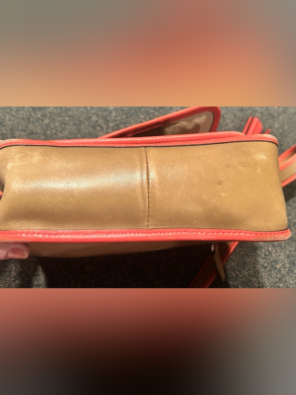 Vintage Coach Crossbody Shoulder Bag in Caramel and Coral AND Coach Coral Wallet - Picture 8 of 15
